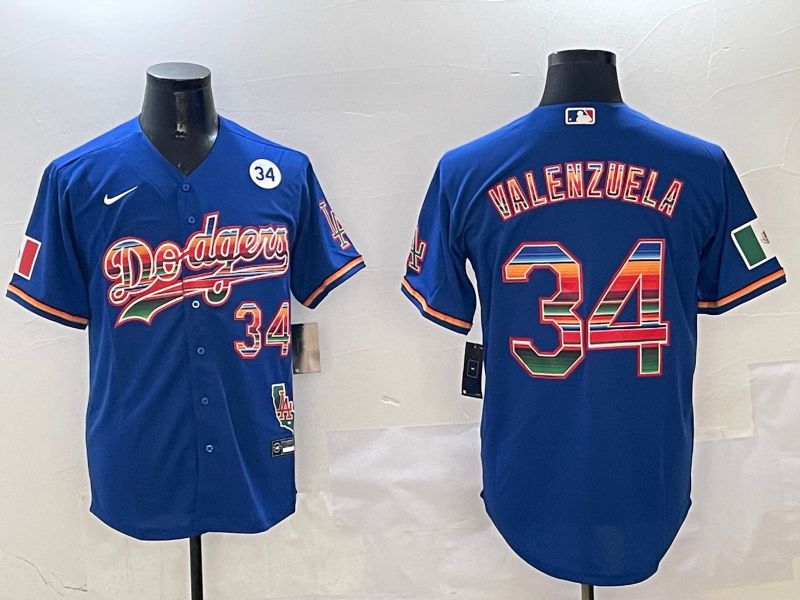 Men Los Angeles Dodgers #34 Valenzuela Blue Fashion Game 2025 Nike MLB Jersey style 3121
